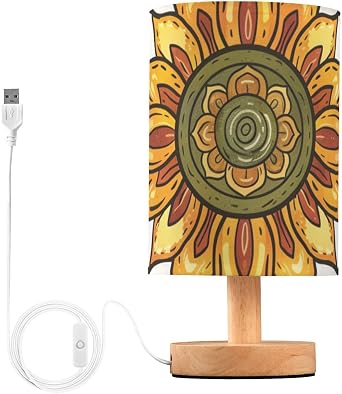 Sunflower Small Table Lamp for Bedroom Classical Colorful Floral Bedside Lamps for Nightstand, Desk Reading Lamp for Living Dorm Room Office