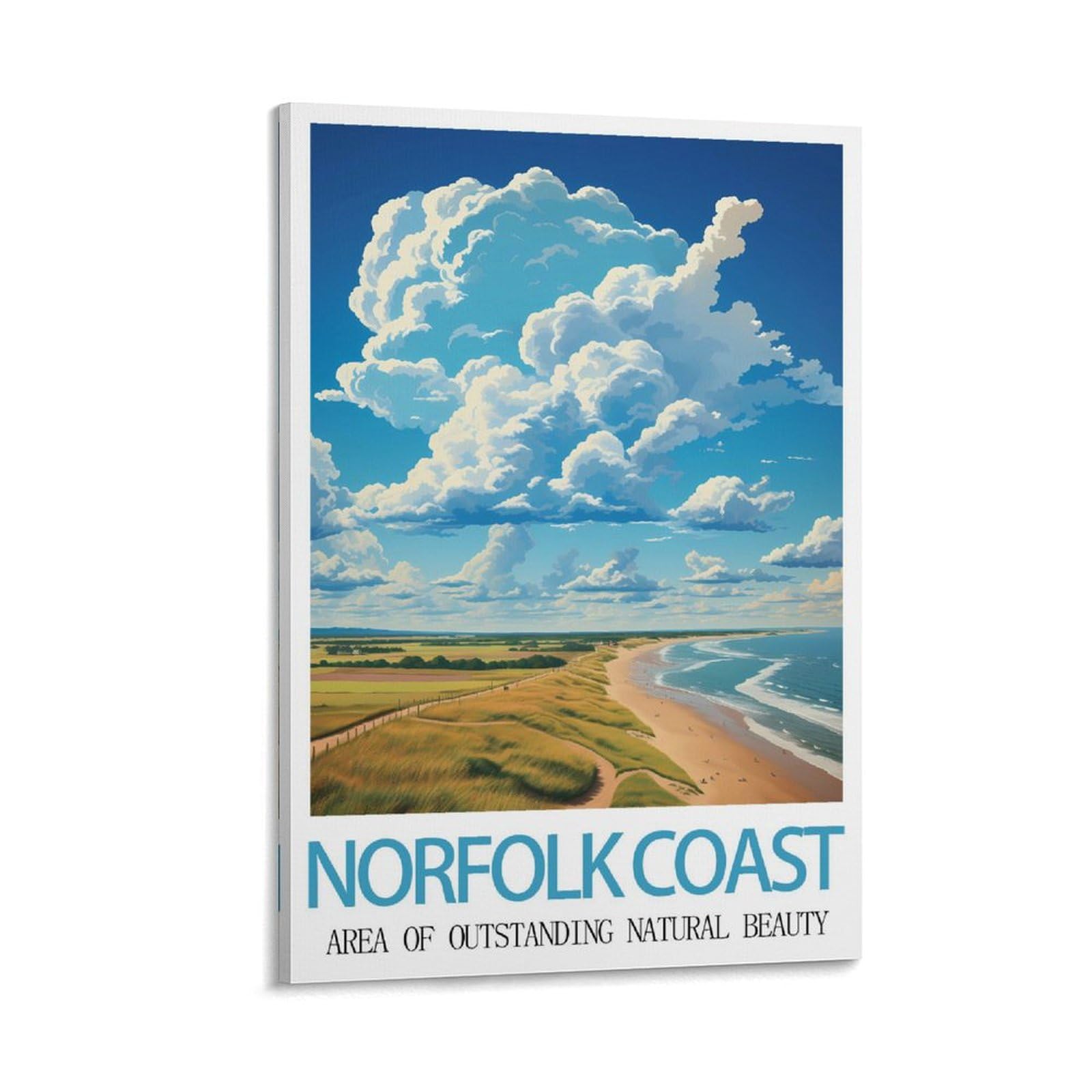 HWJJUII Norfolk Coast Area of Outstanding Natural Beauty Vintage Travel Poster 16x24inch(40x60cm) Canvas Wall Posters And Art Picture Print Modern Family Bedroom Decor Posters