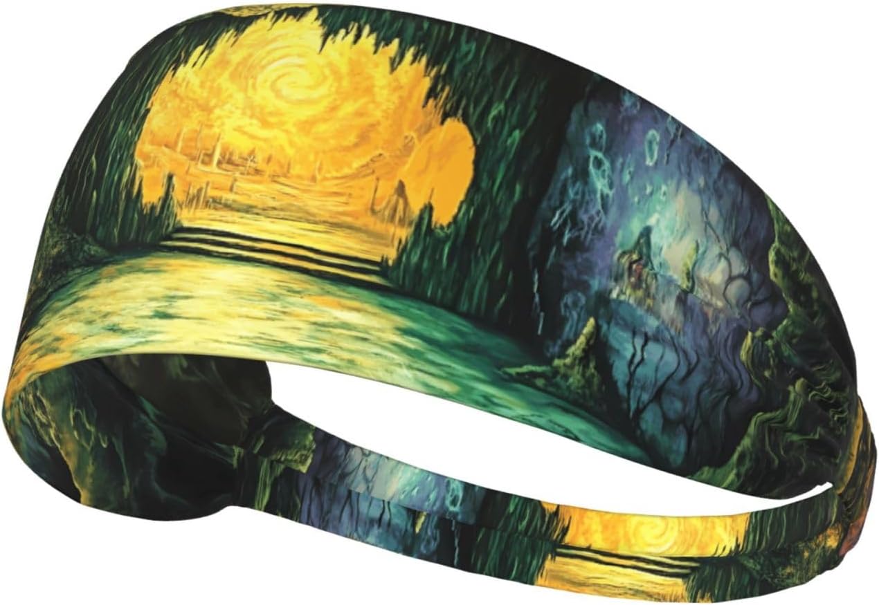 Elastic Exercise Headband, Outdoor Sports Elastic Headband, Fitness, Yoga, Running, Cycling Magical cave Pattern