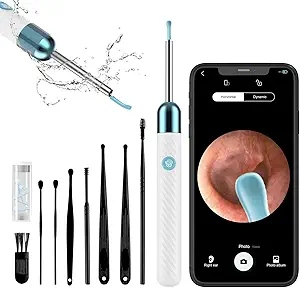 Ear Wax Removal, Ear Cleaner with Camera, Ear Wax Removal Kit with 1080P, Ear Camera Otoscope with Light, Ear Cleaning Kit for iPhone, iPad, Android Phones-White