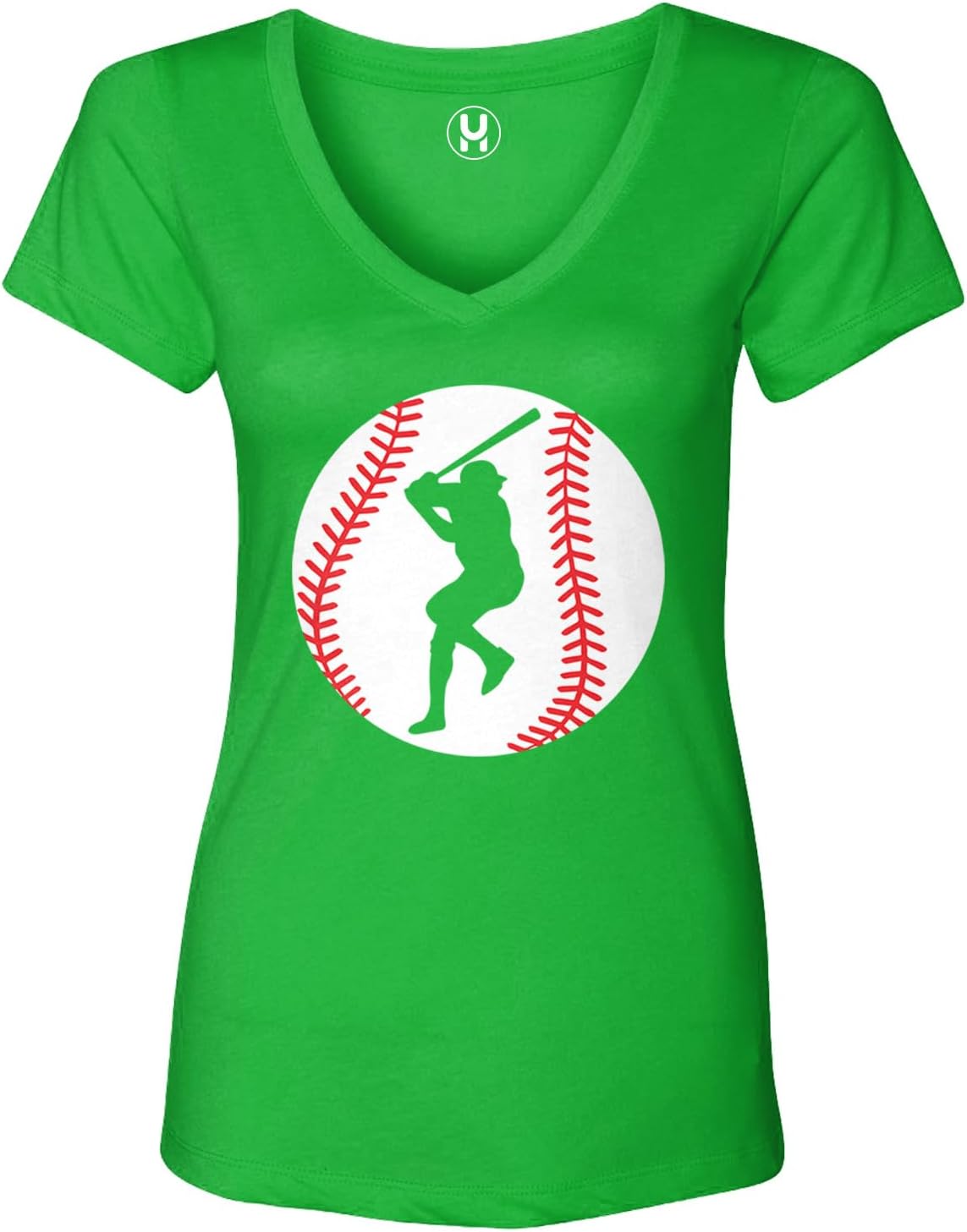 Baseball Silhouette Hitting - Sports Ladies V-Neck T-Shirt