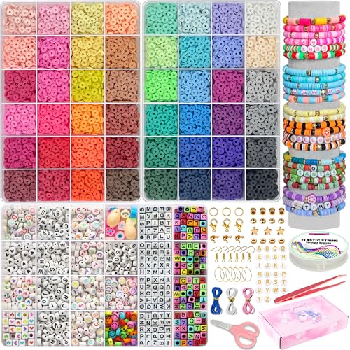 YMSDZHL 17000+PCS Clay Beads Bracelet Making Kit,48 Color DIY Flat