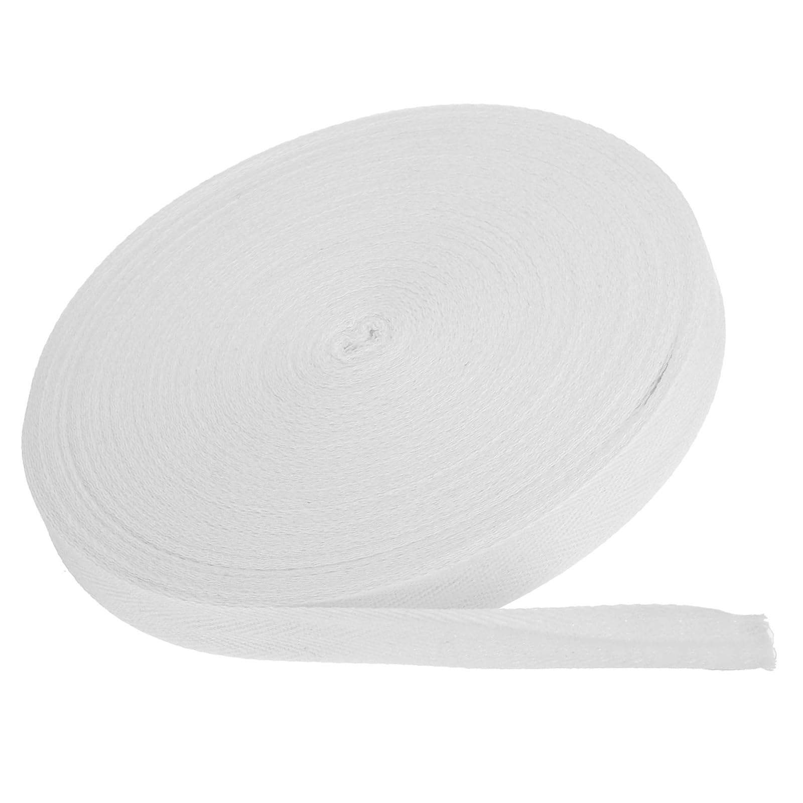 MACHSWON Cotton Twill Tape 3/4 Inch 50 Yards Cotton Ribbon Bias Binding Tape Herringbone Webbing Trim for Sewing Gift Wrapping Craft DIY White
