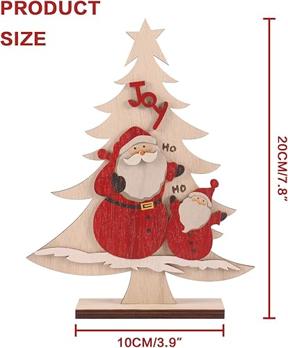 Miniatura 6 de RoseCraft Decoraciones de Navidad, decoración rústica de madera de mesa de Navidad, con muñeco de nieve, reno, árbol de Navidad, letrero de Navidad