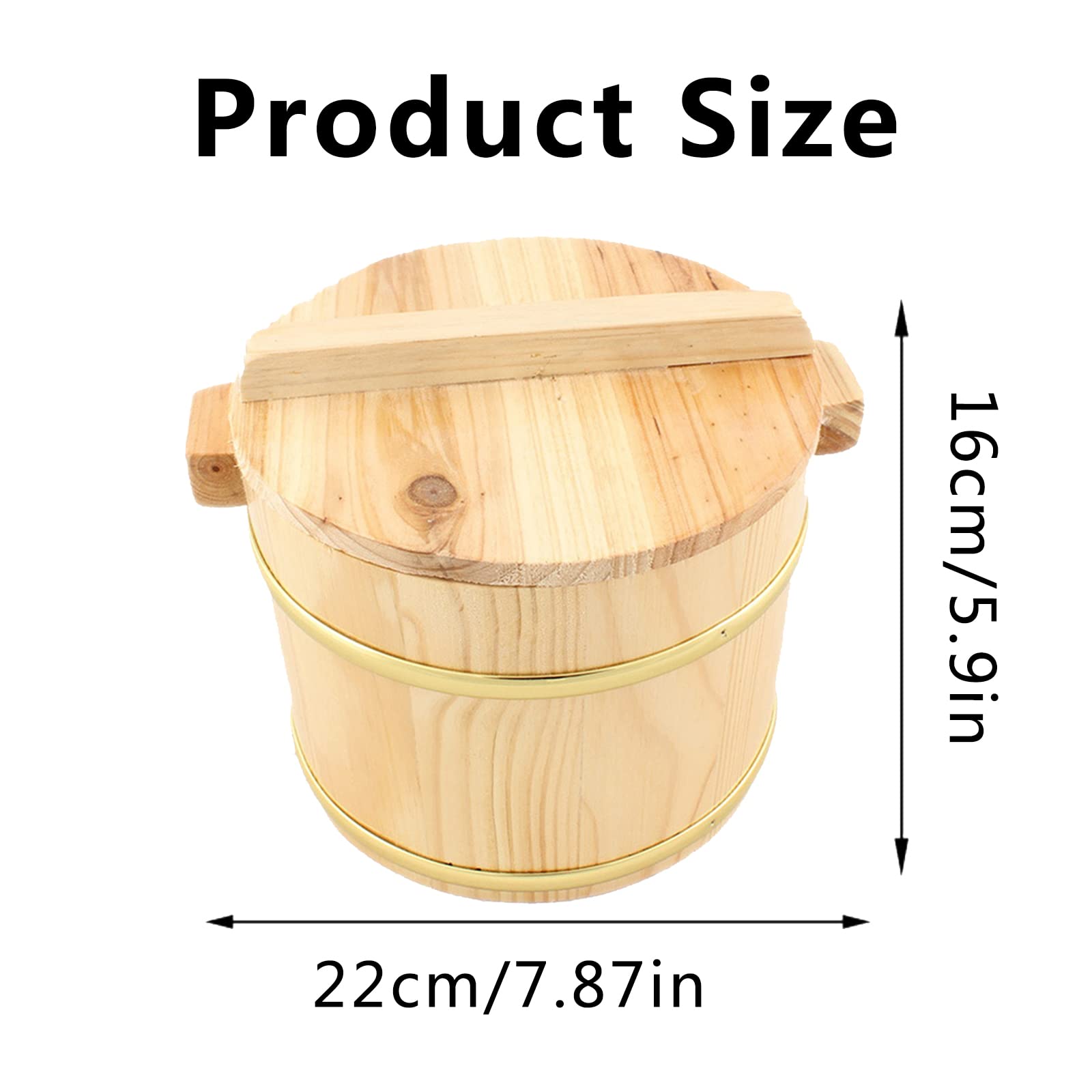 Cuenco de arroz para sushi de madera de abeto, con tapa y mango antiescaldaduras, recipiente para mezclar arroz para sushi, recipiente para mezclar arroz para restaurante, cocina casera, color prima