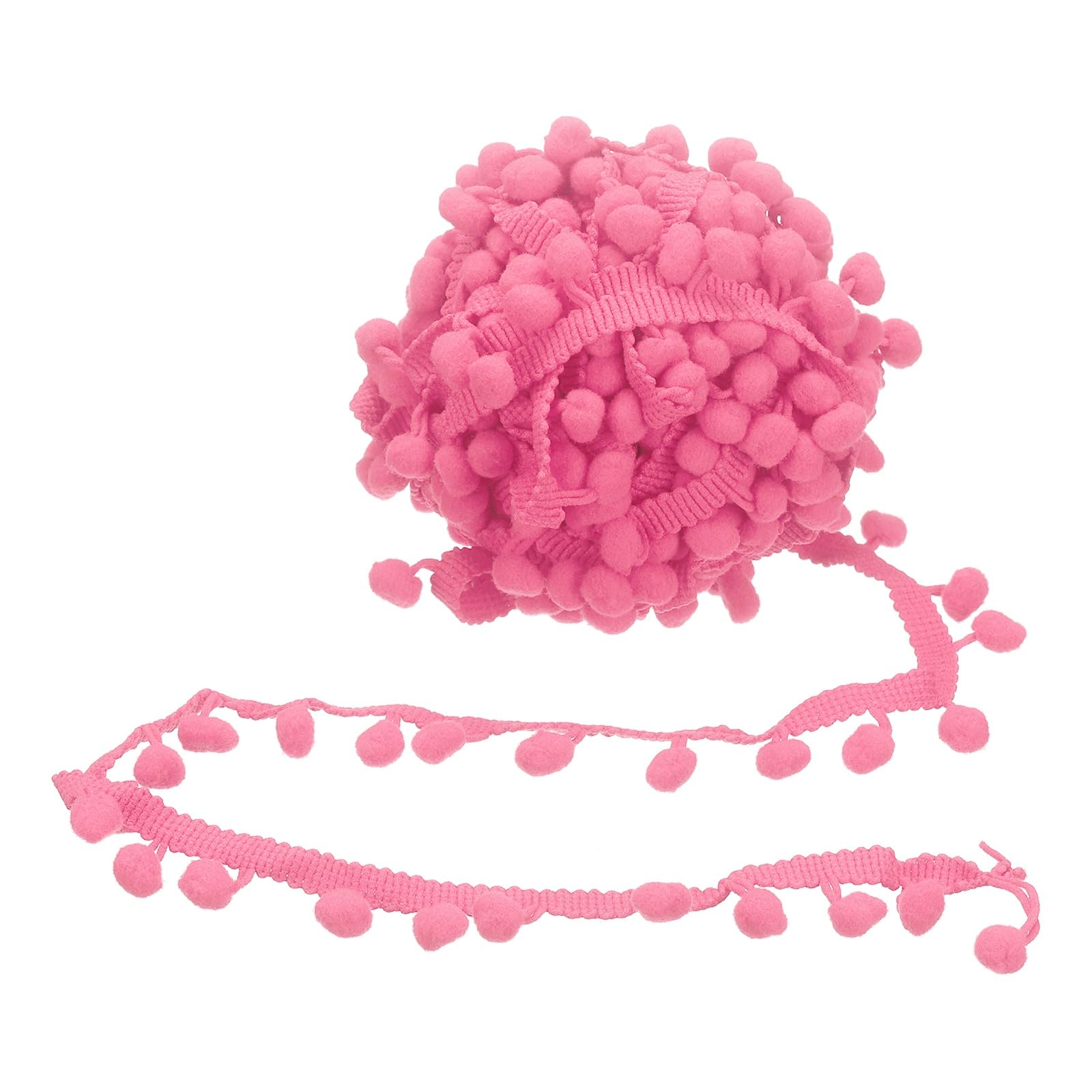 sourcing map 6 Yards Pom Poms Trim, 0.47" Wide Pompoms Balls Fringe Trim Ribbon Tassel Lace Accessory for DIY Craft Sewing Clothing Curtain Pillow Home Decoration(Dark Pink)