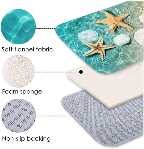 Miniatura 7 de LYFANS Alfombras de baño de espuma de esponja absorbente suave para baño y cocina (47 x 18 pulgadas), tapete de franela antideslizante brillante