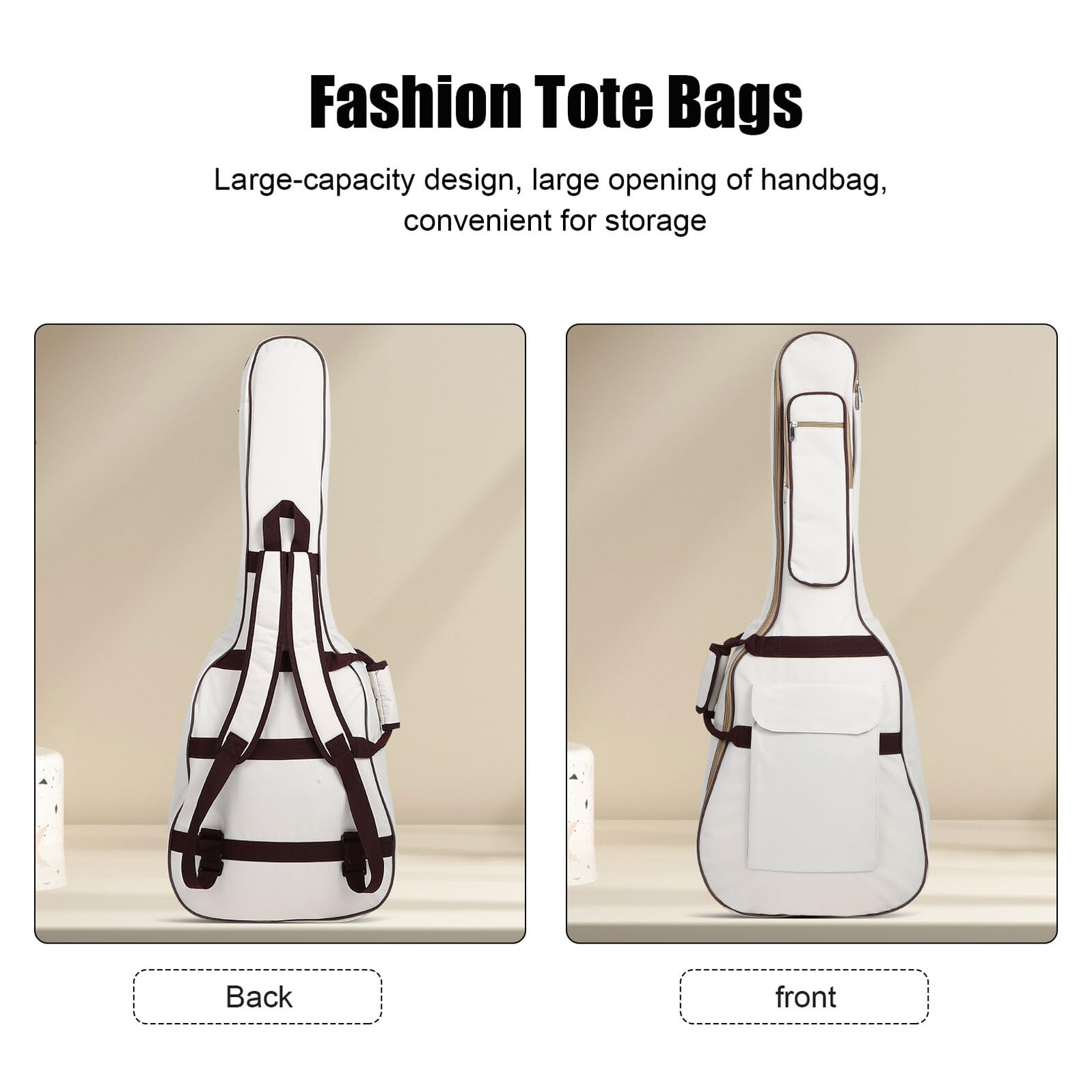 Custodia per Chitarra Acustica Beige Oxford Grande Capacità e Protezione dagli Urti per Viaggi e Conservazione Sicura dello Strumento