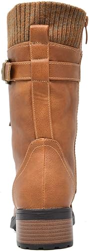 Miniatura 7 de DREAM PAIRS Botas militares de invierno con cordones a media pantorrilla para mujer