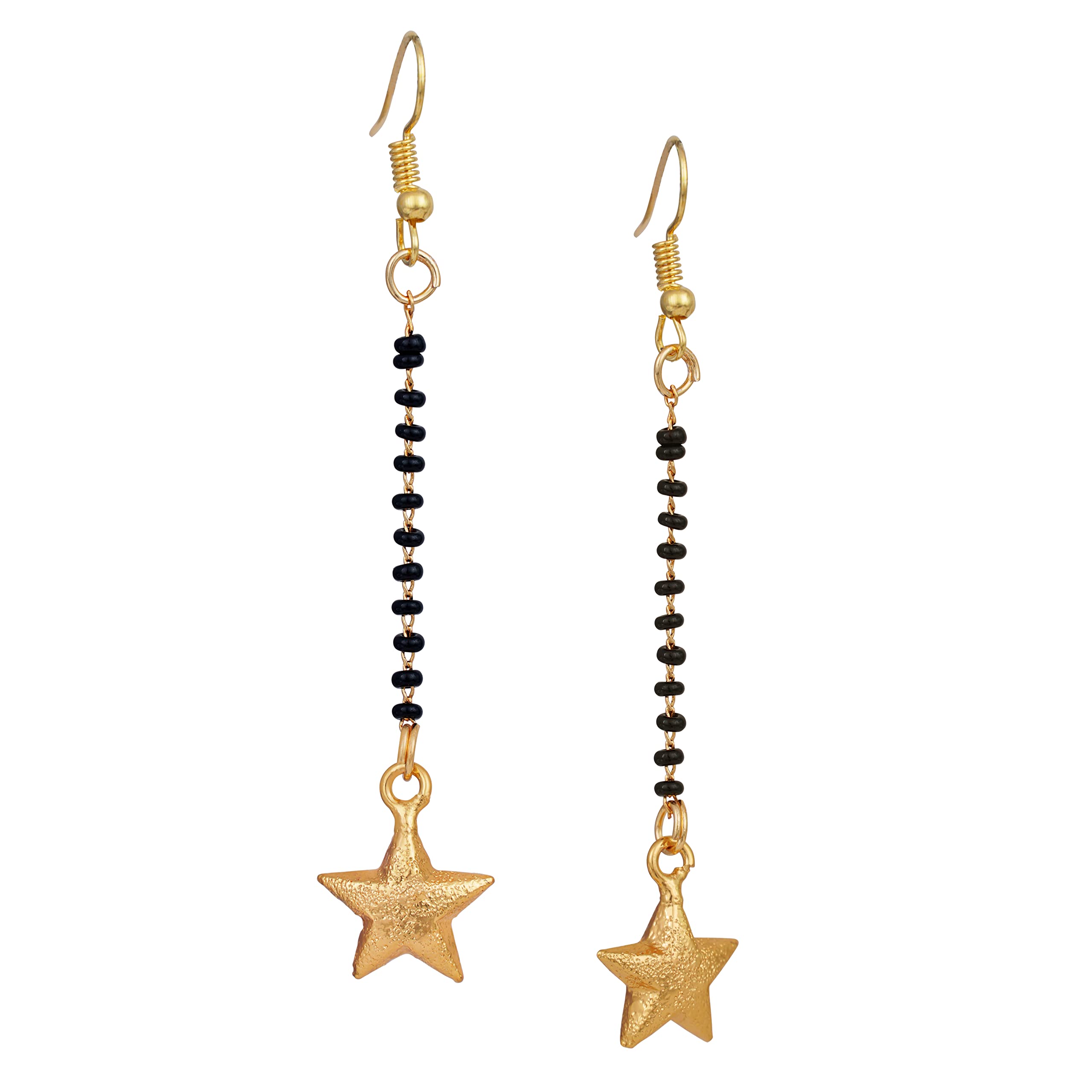 JFL - Jewellery for Less Traditional Gold Plated Black Bead Chain Mangalsutra Earring for Women,Valentine (B0B57B2M5S) Amazon Price History, Amazon Price Tracker