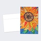 Vibrant Sunflower All Occasion Cards - 12 Recycled 4x6 Notecards & White Envelopes, Thick Cardstock, Sustainably Made in USA - Colorful Floral Collage