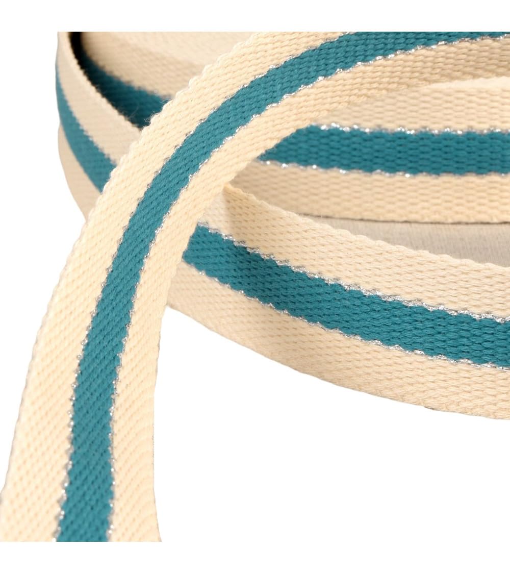 Sangle en coton et fil métal 30mm bleu canard aux finitions soignées