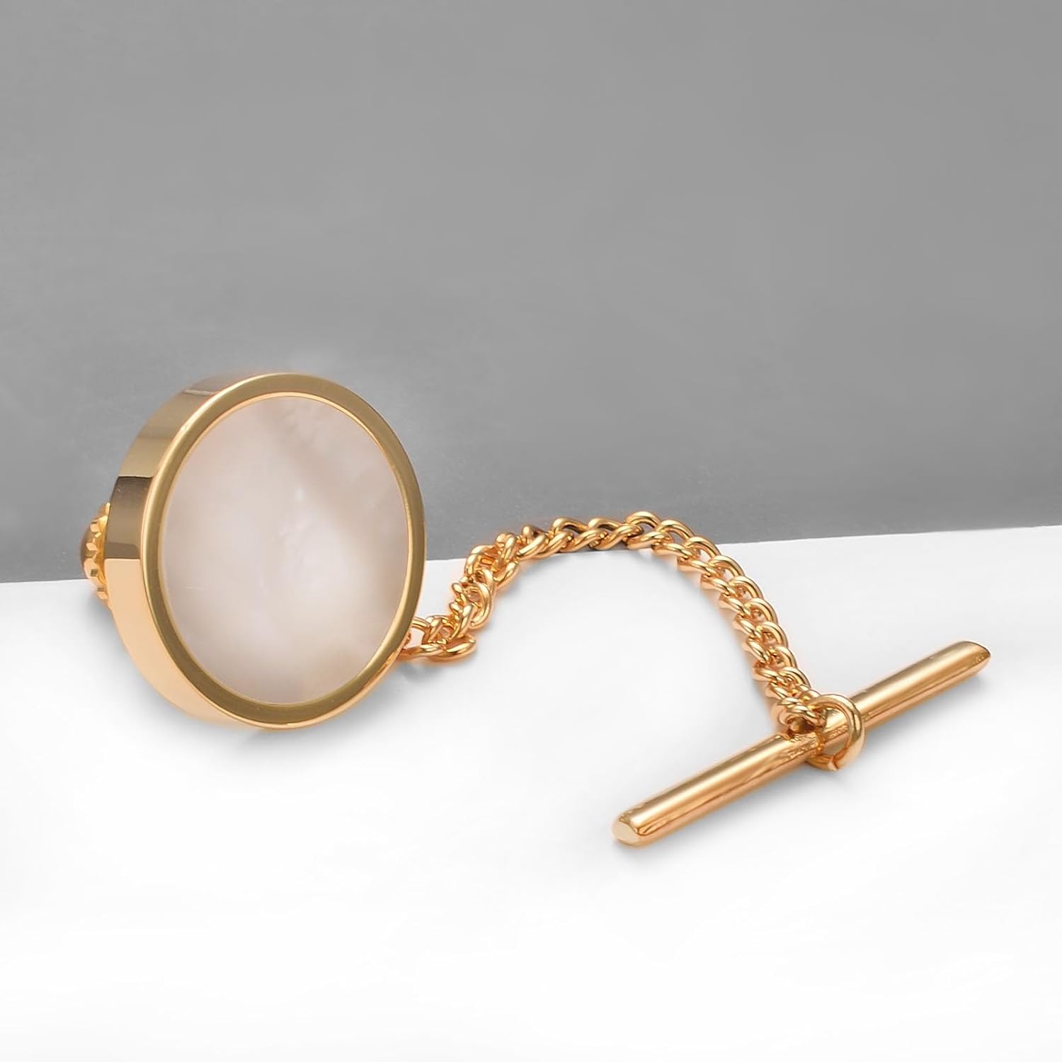 Pearl Tie Tack for Men Gold Silver Black Mother of Pearl Simple White Tie Pin