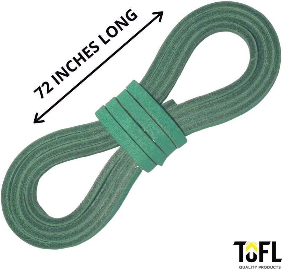 TOFL Leather Straps for Crafts and Baseball Laces | 2 Pieces 72” Long x 1/4” Wide x 1/8” Thick | Leather Cord for Jewelry Making and Craft Projects - Green