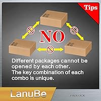 Vista 6 de LanuBe Candado laminado con llave, 1-9/16 pulgadas (40 mm), candados con llave iguales, grillete normal, aro de plástico azul marcado, paquete de 2