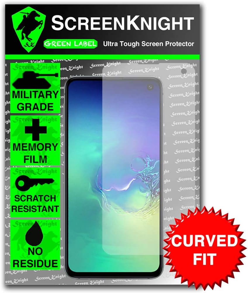 ScreenKnight Samsung Galaxy S10E Screen Protector - Curved Fit - Front Military shield