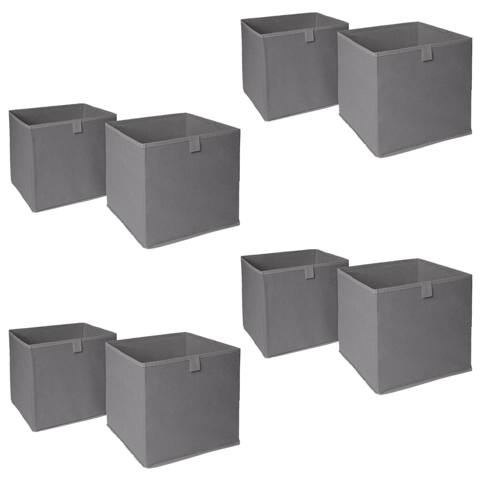 Ohs Dark Grey Set Of 8 Fabric Storage Boxes Home Organiser Toys Clothing Bathroom Pop Up Collapsible Foldable Cube Box,