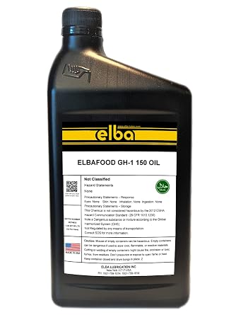 FOOD GRADE GEAR OIL | SAE 85W-90 | IS0 VG 150 | SYNTHETIC BLEND | GEAR FLUIDS | NSF REGISTERED AS H-1. KOSHER AND HALAL APPROVED. COMPARE TO LUBRIPLATE | PETRO-CANADA | KLUBEROIL | 1 QT MADE IN USA