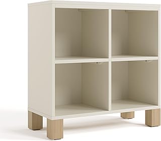 Storkcraft California Cube Organizer Bookcase (Frosted Oat with Driftwood) – GREENGUARD Gold Certified Book Shelf for Kids, Premium Wooden Cubbies