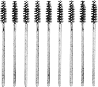 ReaZX Disposable Mascara Wand, Eyebrow Eyelash Spoolie Brush for Extensions, Crystal Pink Eyelash Brushes for Eyebrow Castor Oil Brush 100 Pcs (Black) 10 cm