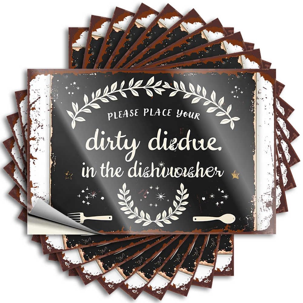 Sticker Cool Bathroom Stuff | Retro Wall Please Place Your Dirty Dishes in The Dishwasher for Drinking(12X18CM)