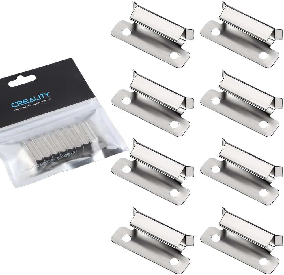Creality 3D Ender 3 Glass Bed Clips 8 Pcs, 3D Printer 7mm Stainless Steel Silver Bed Clips 3D Bed Clamps for Ender 3 Series Ender 5 Series CR-10 Series Heated Bed Platform