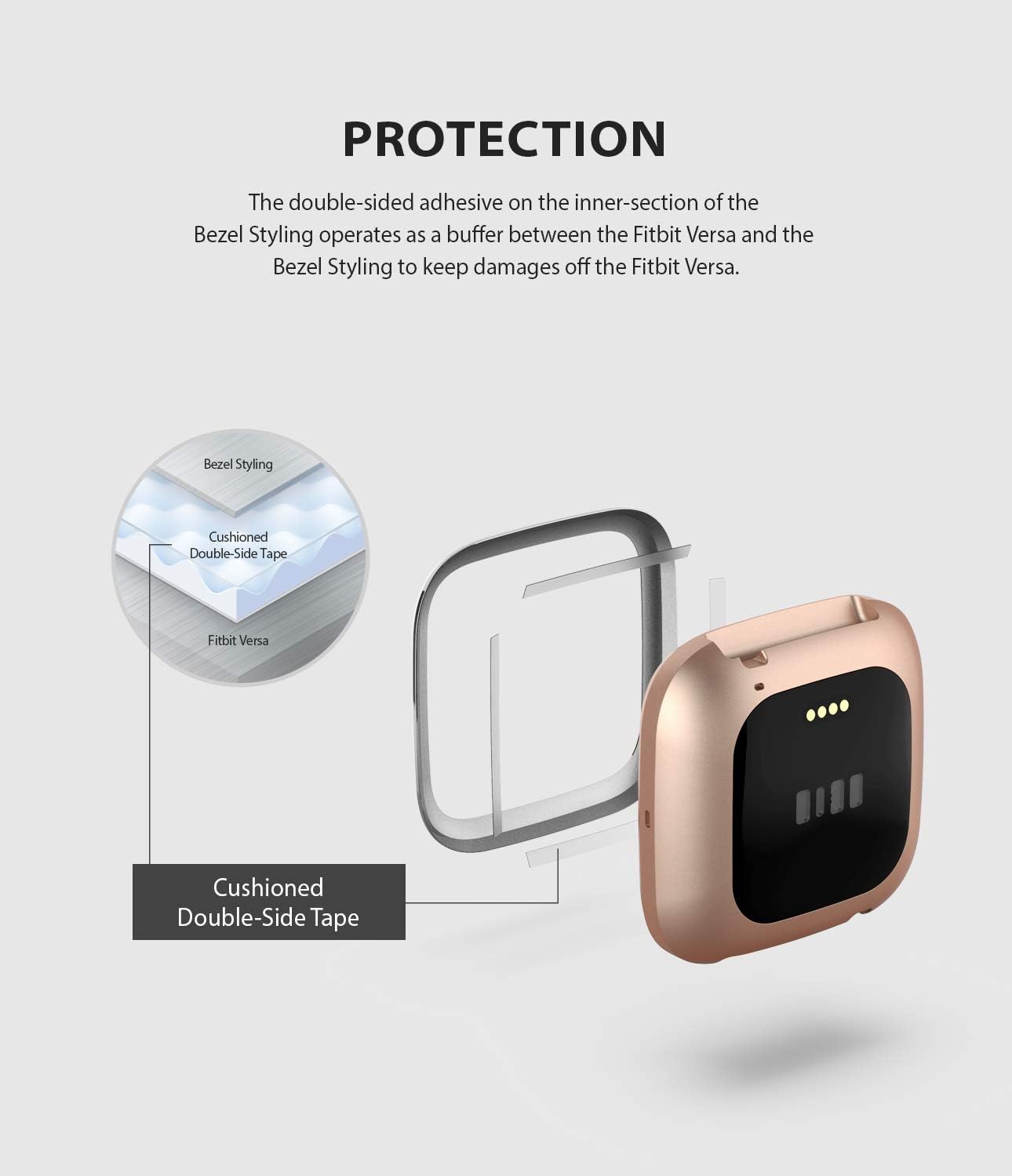 Ringke Bezel Styling Case Designed for Fitbit Versa 2 Full Stainless Steel Metal Frame Smartwatch Case Accessory - Silver (2-01 ST) Modern Glossy Design