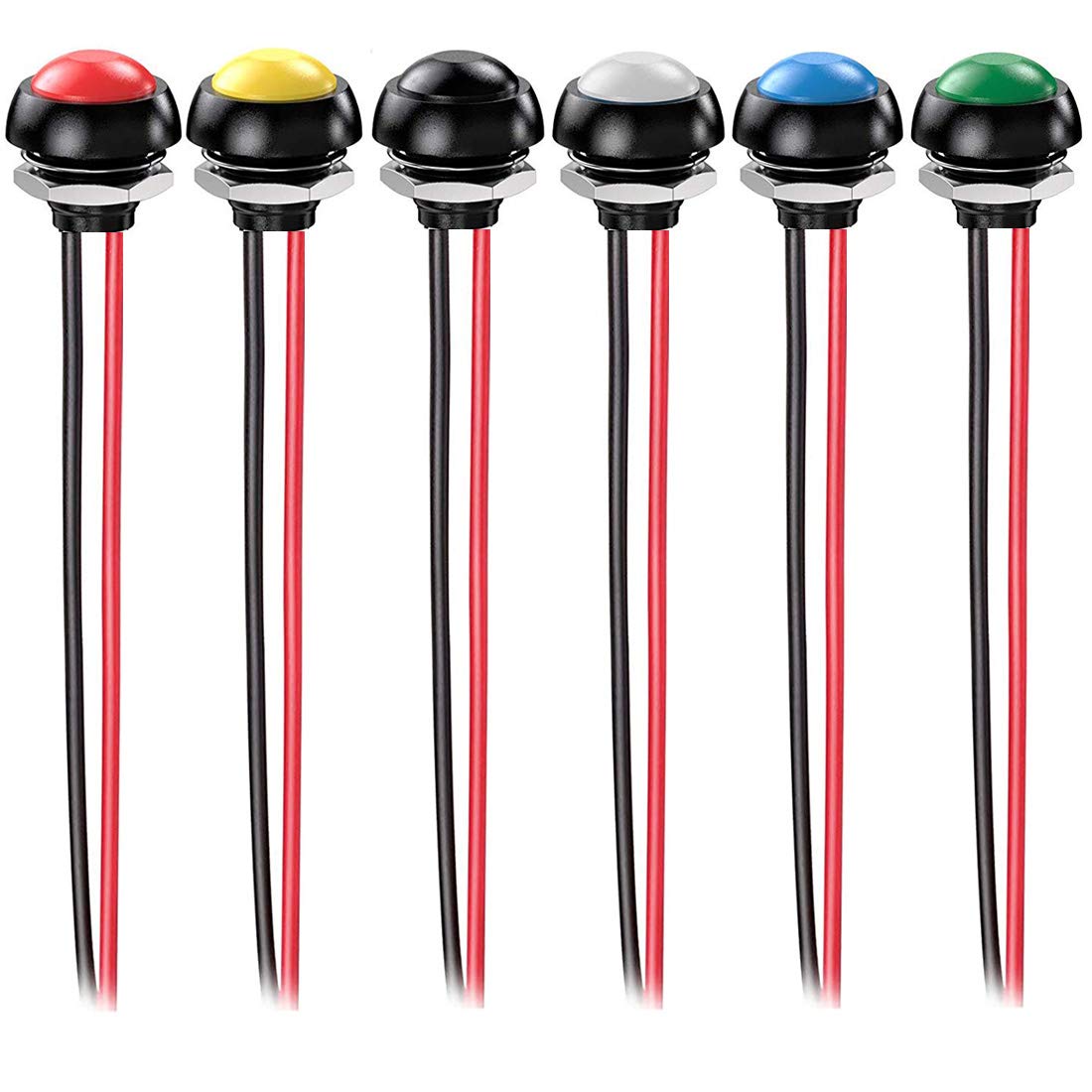 Produktbild von Gebildet 4er-Set Metallische Moment-Drucktaster – Wasserdicht, 8 Mm, Selbstrückstellend, 0–250 V, Für Türklingel & Power-Start