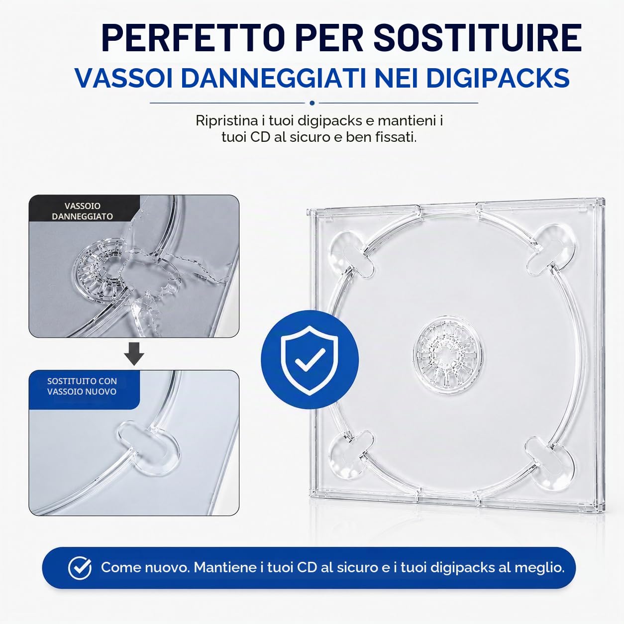 10 Vassoi Blu-ray Trasparenti Digitray Per Digipack – Dimensioni 167,2x135,8 Mm