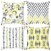 Lieson Fundas de cojín para exteriores, 4 unidades, 40 x 40 cm, diseño geométrico, fundas de almohada decorativas de 40 x 40 cm, color amarillo, gris y azul, poliéster
