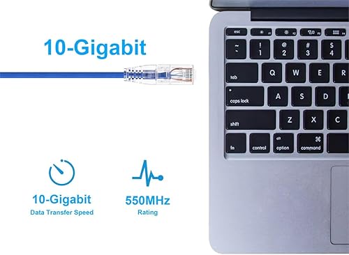 Miniatura 5 de Monoprice Cat6 10 pies azul Cable de conexión de nivel de componente UTP 28AWG 550 MHz cobre puro desnudo sin enganches RJ45 Serie SlimRun Cable