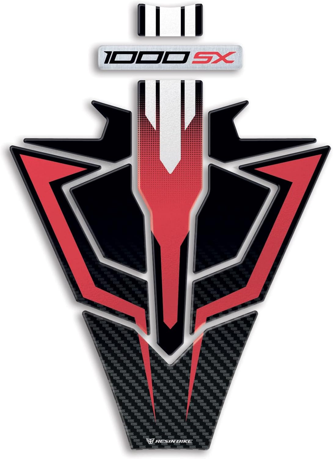 Resin Bike Motorcycle Stickers Compatible with Kawasaki Ninja 1000 SX 2021-2025 Red Tank Protectors from Bumps and Scratches Resin Stickers with 3D Effect Made in Italy