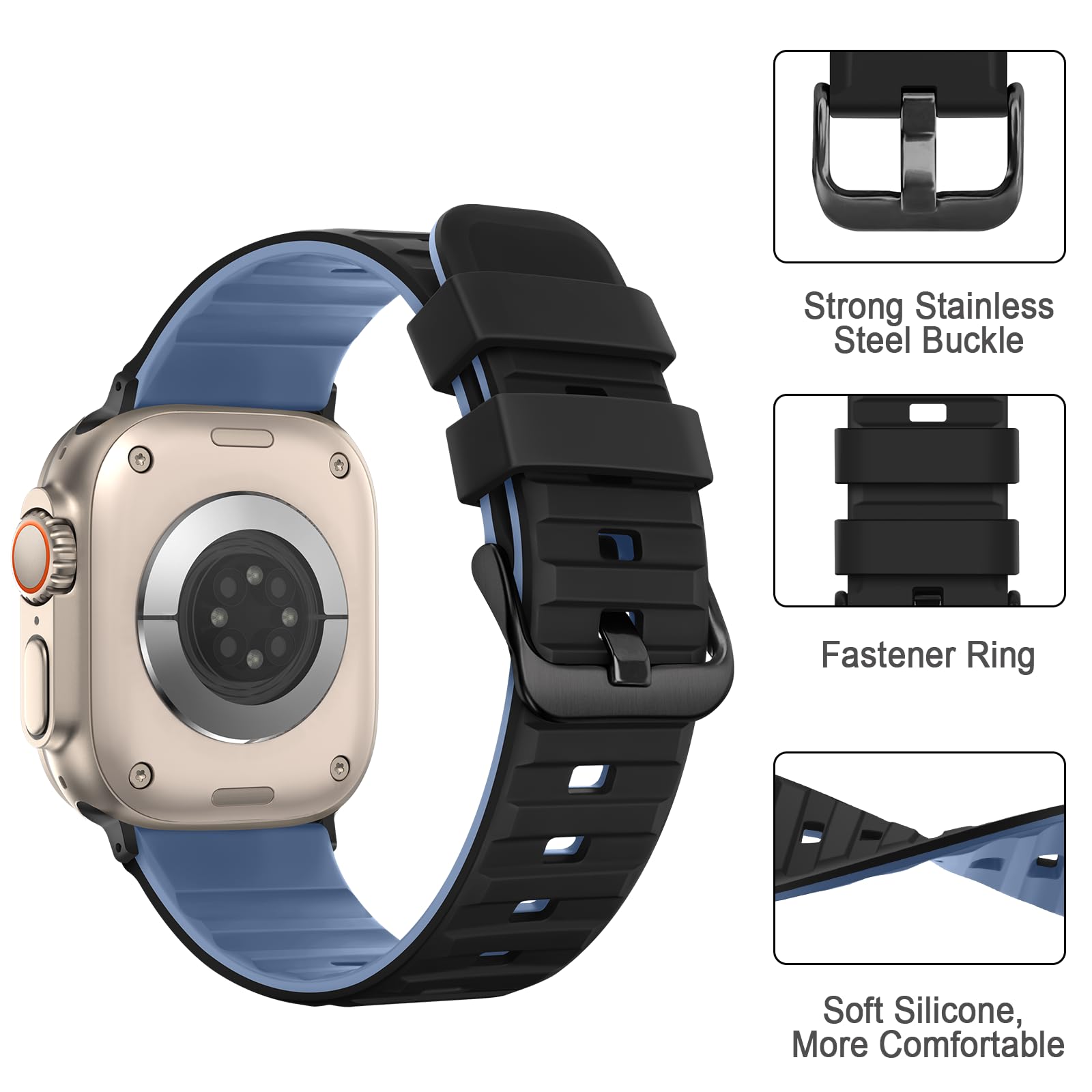 Tasikar Bands Compatible with Apple Watch Band 49mm 46mm 45mm 44mm 42mm Men Women Soft Silicone Breathable Replacement Bands for iWatch Ultra 3 2 1 SE Series 11 10 9 8 7 6 5 4 3 2 1 - Image 4