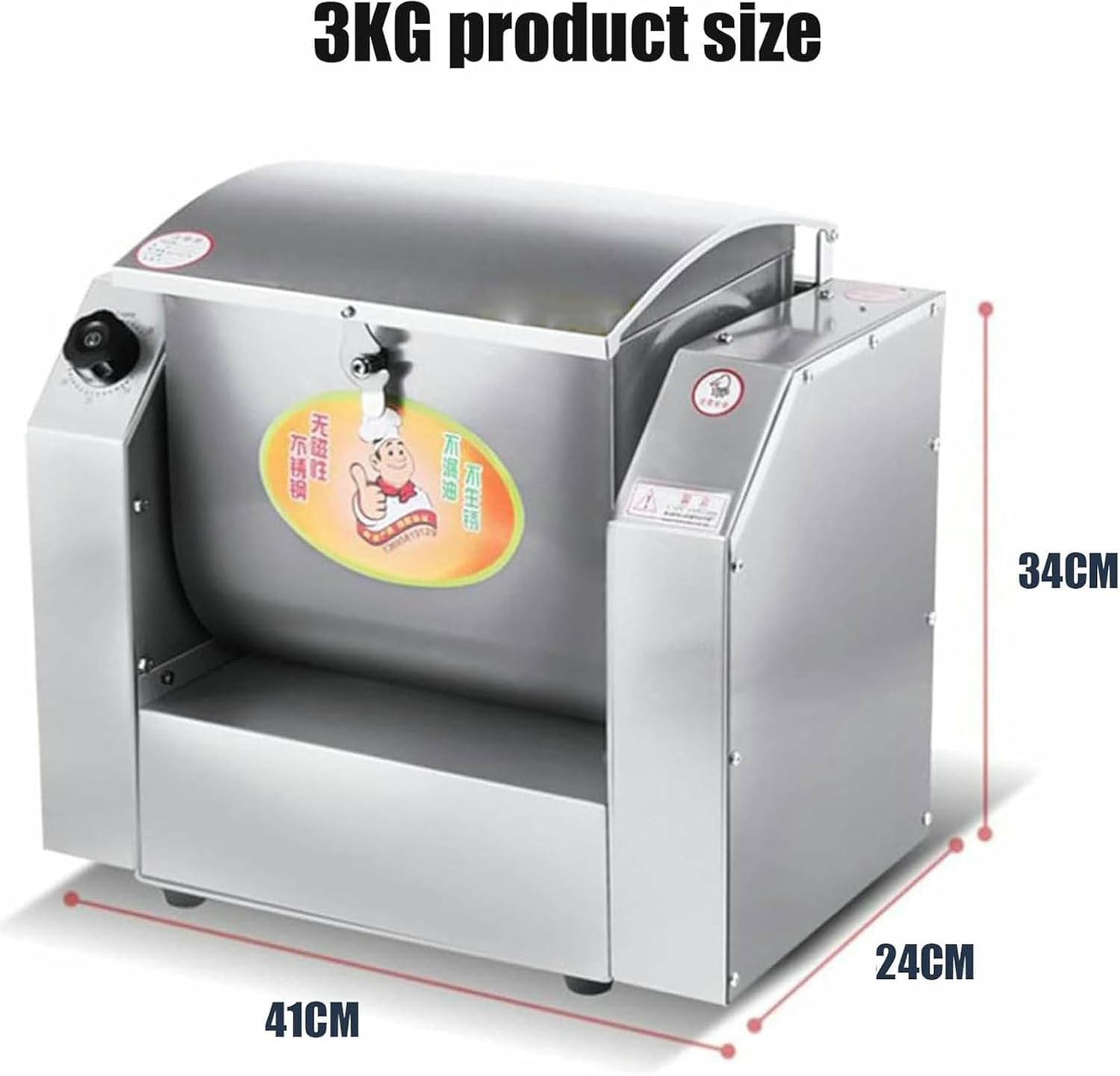 Commercial Kneader, Professional Flour Kneader With A Capacity Of 5 Kg To Make Pasta, Noodles And Pizza, 30 -Minute Timer, 5 Kg Stainless Steel Kneader