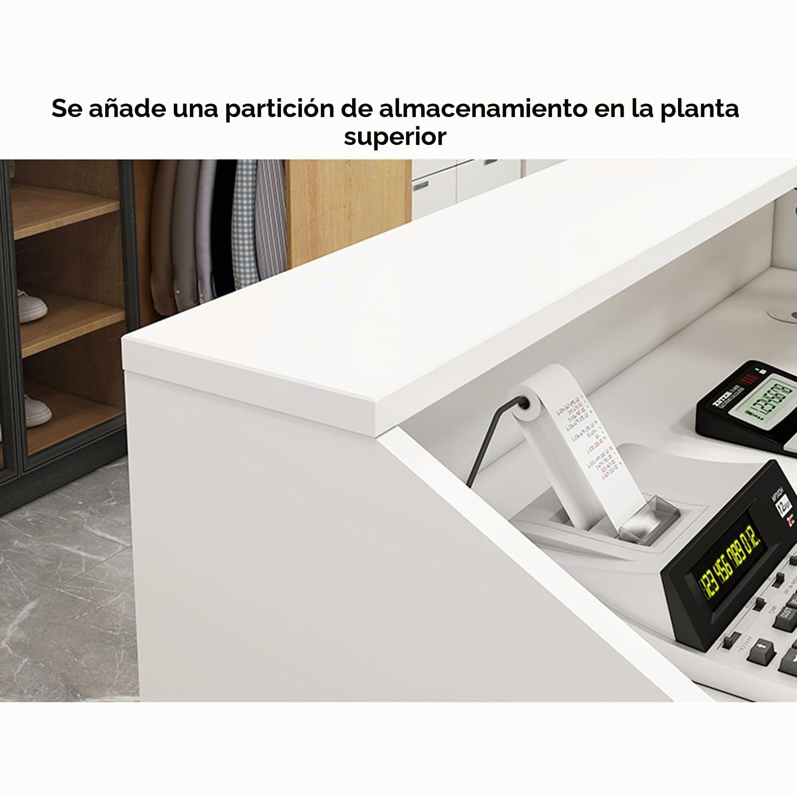 Mostrador De Recepción con Cajón con Cerradura, Mesa De Caja Minorista, Registradora Multifuncional para Salones De Belleza y Tiendas De Ropa