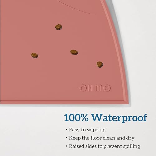 Miniatura 6 de OHMO - Cat Food Mat, Silicone Pet Feeding Mat for Floor Non-Skid Waterproof Dog Water Bowl Tray, Easy to Clean Pet Placemat (Erythrinus, 18 * 9.8'')