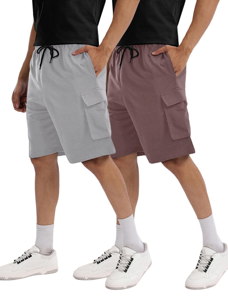 pinkmint Cargo Shorts for Men Pack of 2 Cotton Lycra Training Gym Shorts for Men Casual Workout Lightweight Summer Shorts with Dual Side Pockets Half Pant for Running, Gym, Walking, Travel-picture-11