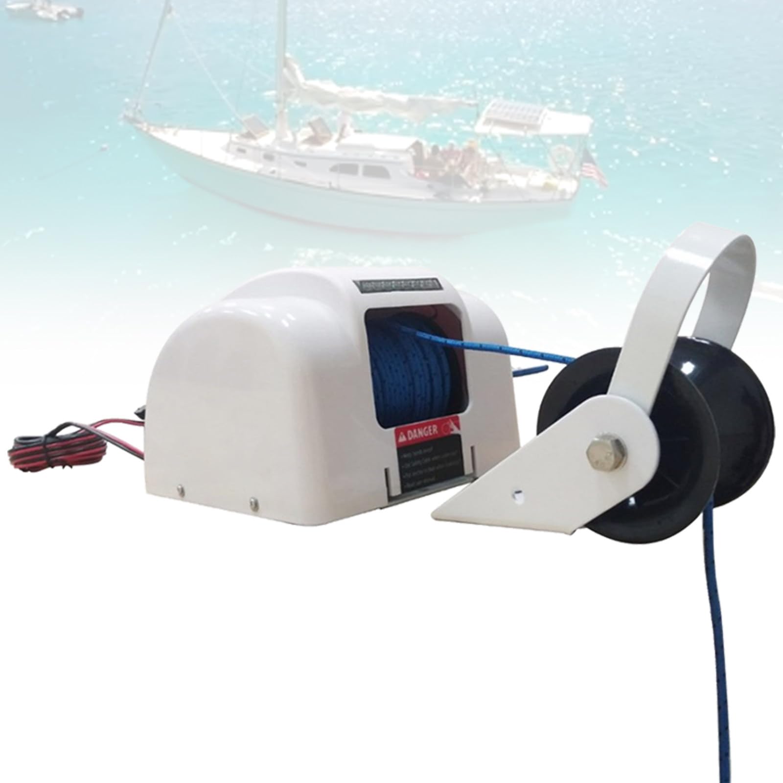 Cabrestante eléctrico de anclaje de 12 V con control remoto, capacidad de 318 kg, cuerda de 31 m, LED para pontón, yate, pesca, barcos de cubierta, funcionamiento inalámbrico y con cable
