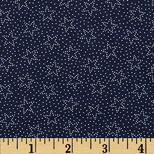 Santee Print Works Made in the USA Dotted Stars Navy Fabric By The Yard