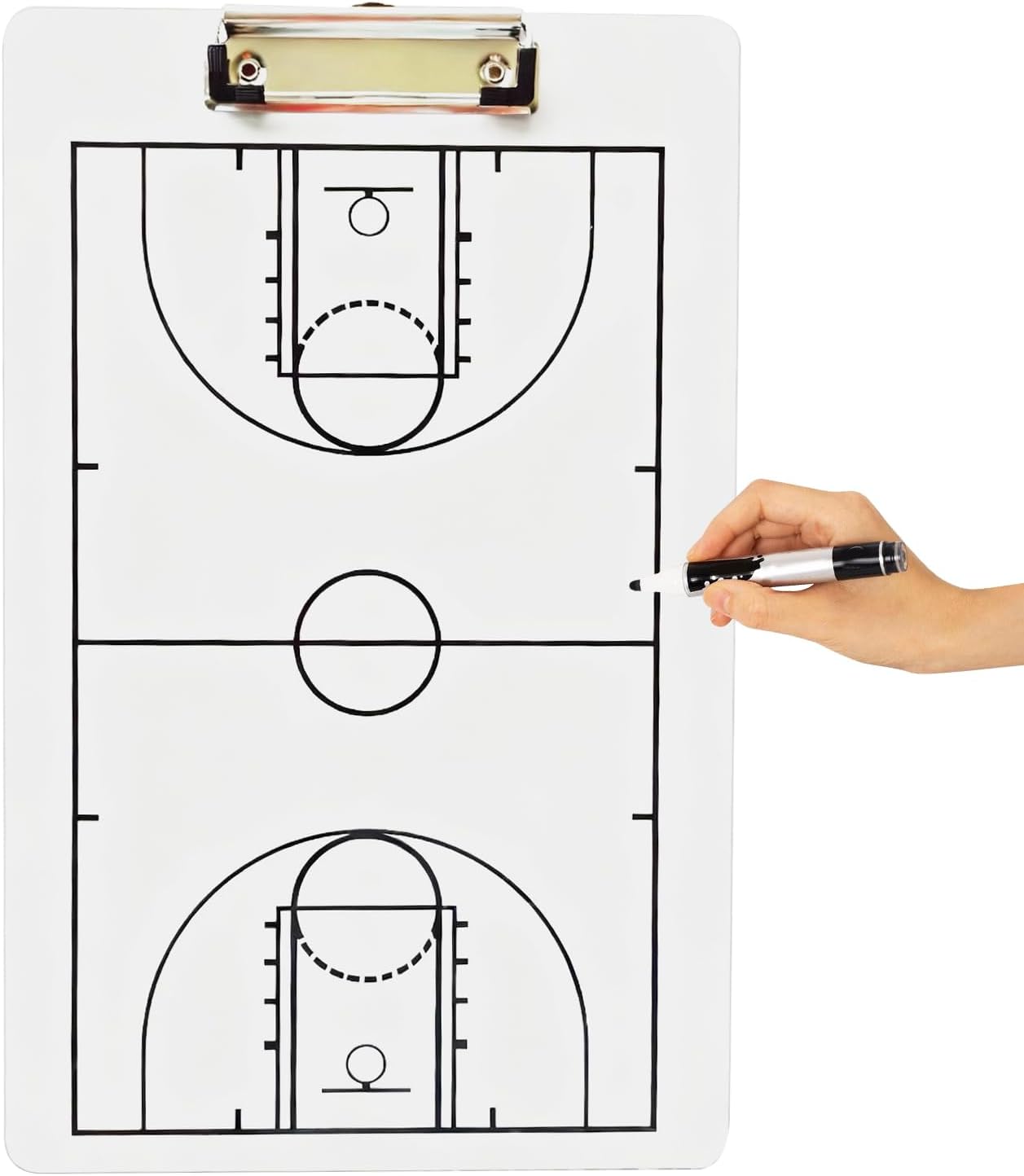 Portable Sports Clipboard, Double Sided Whiteboard, 13.78x8.66 Inches Coaches Board with Dry Erase Feature, Compact PVC Coaching Pad, Tactics Board with Clear Layout, Training Equipment for Basketball