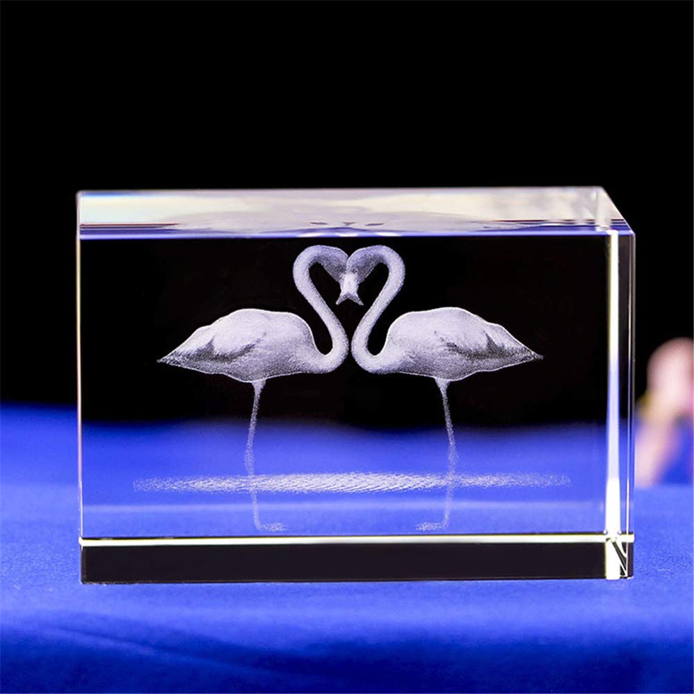 Crystal Glass Flamingo Decor,3d Laser Etched Crystal Flamingo Ornament Art,Animal Crystal Glass Cube Engraving Figurine Flamingo Sculpture Gifts With Gift Box (40 * 40 * 60mm)