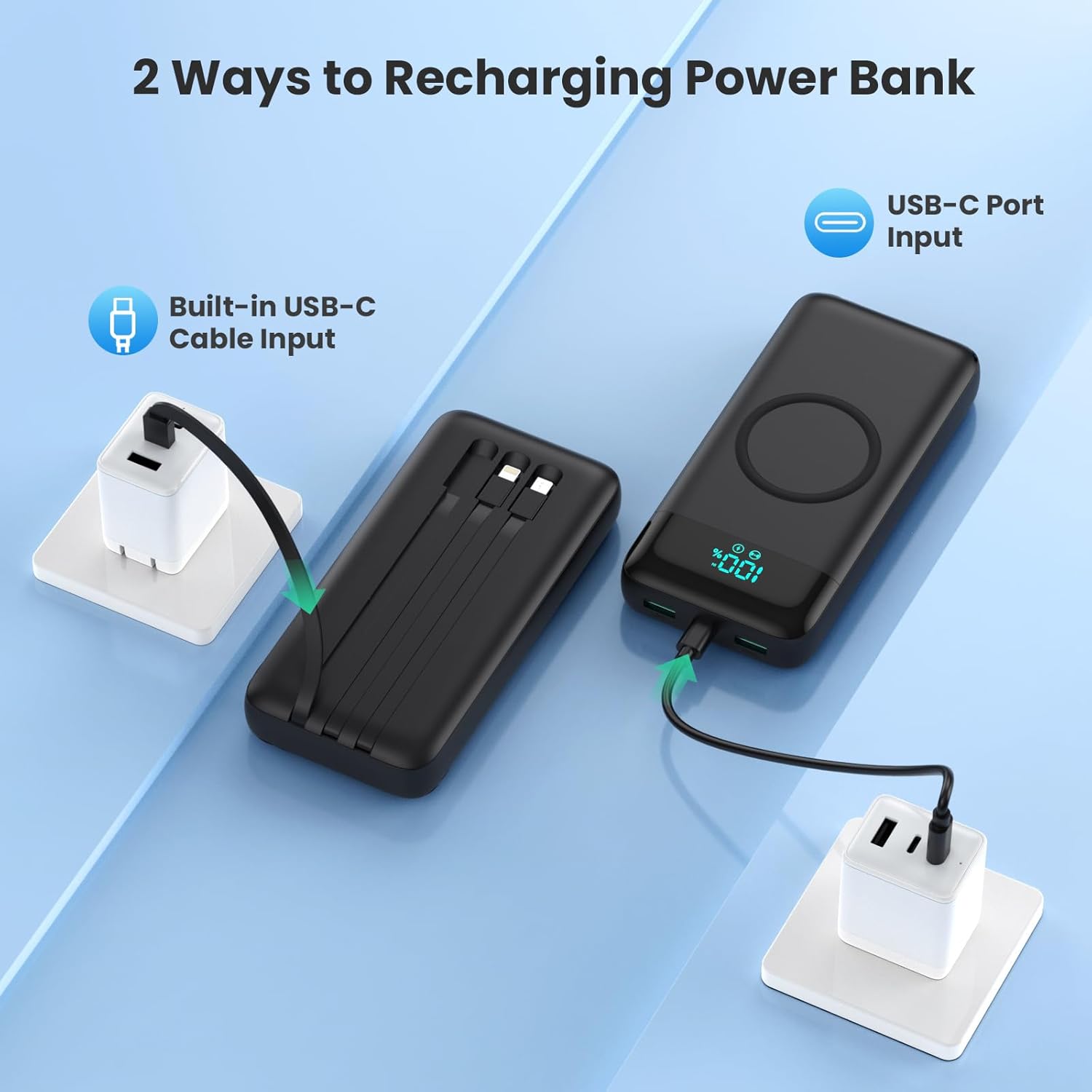 Two ways to recharge the Ekrist power bank