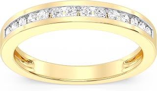 GILDED Lab Grown Diamond 1/4 ct. T.W. and 14K Gold Over Sterling Silver Anniversary Band Ring