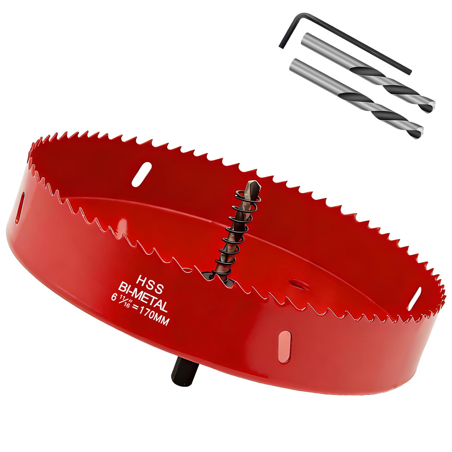 170 mm HSS Bi-Metal Hole Saw，Hole Saw Cutter for Drilling Soft Metal, Wood, PVC Board and Plastic for Cutting Circular Holes