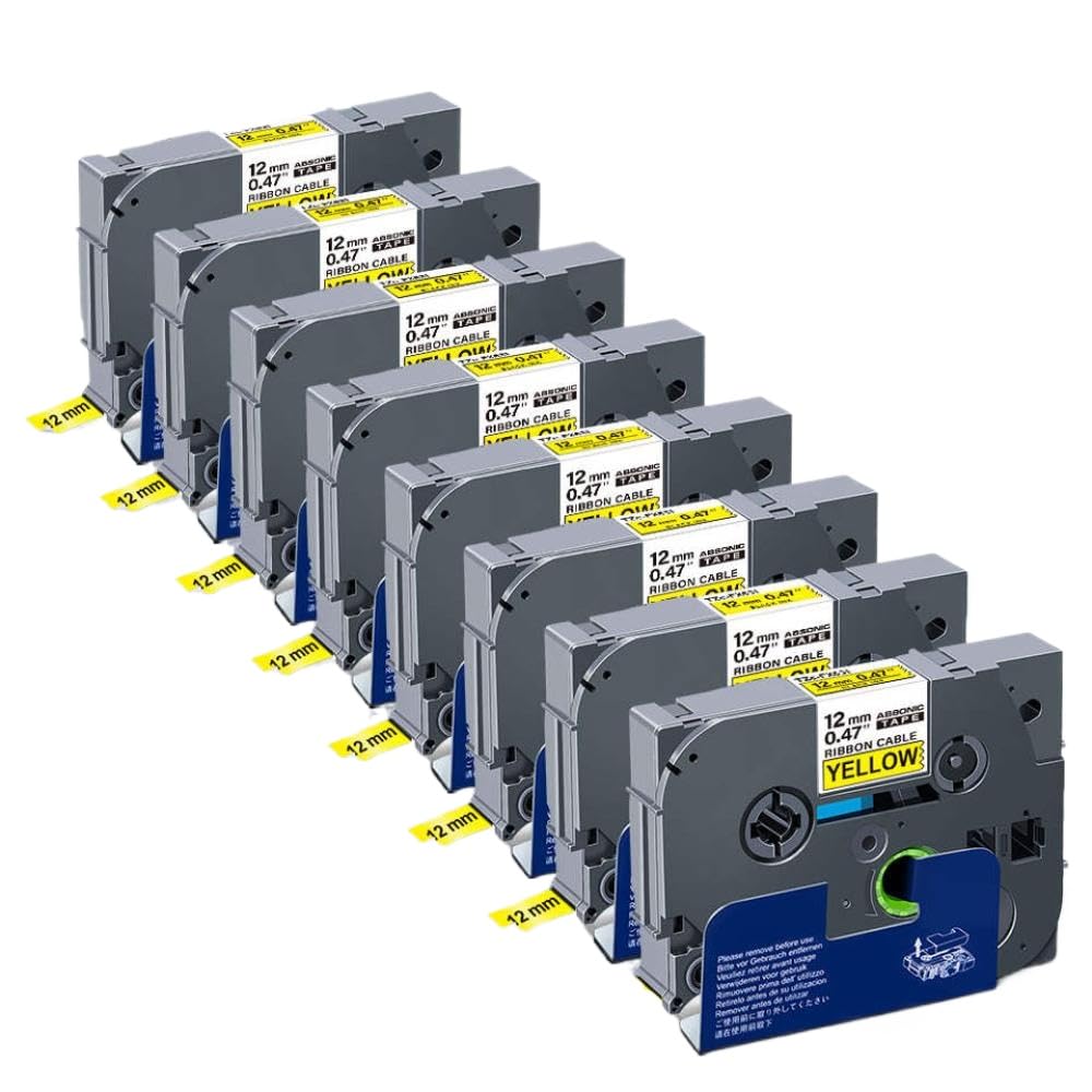 Cinta de identificación Flexible 6 9 12mm FX231 FX231 FX211 FX221 FX241 de Etiquetas Compatible con Fabricante de Etiquetas PT PT H110(12mm Black on Yellow)