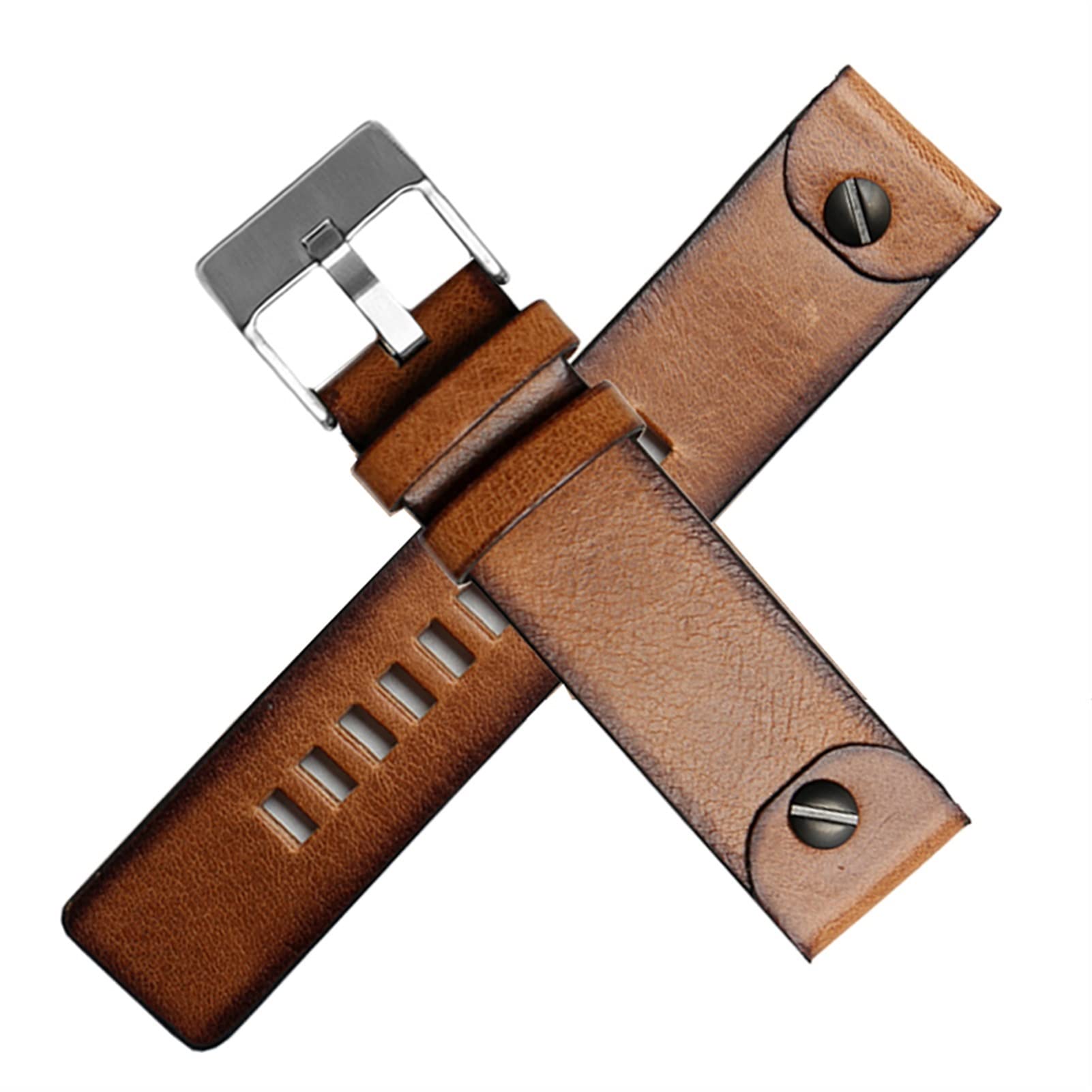 Bracelet de montre cuir 28mm marron rétro compatible avec Diesel DZ4323 DZ4318 DZ7413 sangle - 8