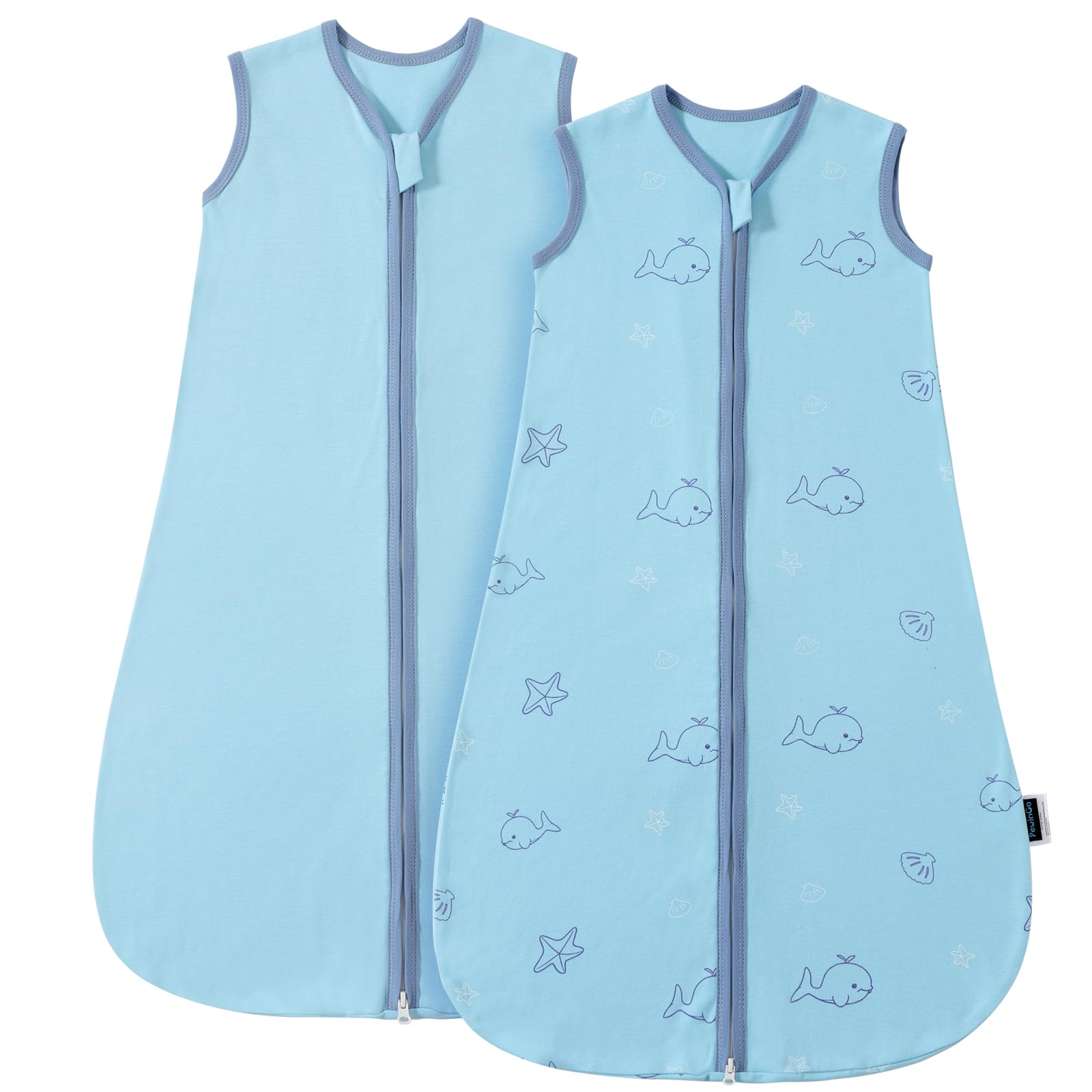 PewinGo Baby Sleeping Bag 0.5 TOG 0-3 Months Sleep Sack 2PCS with 100% Cotton, Blue 0.5tog