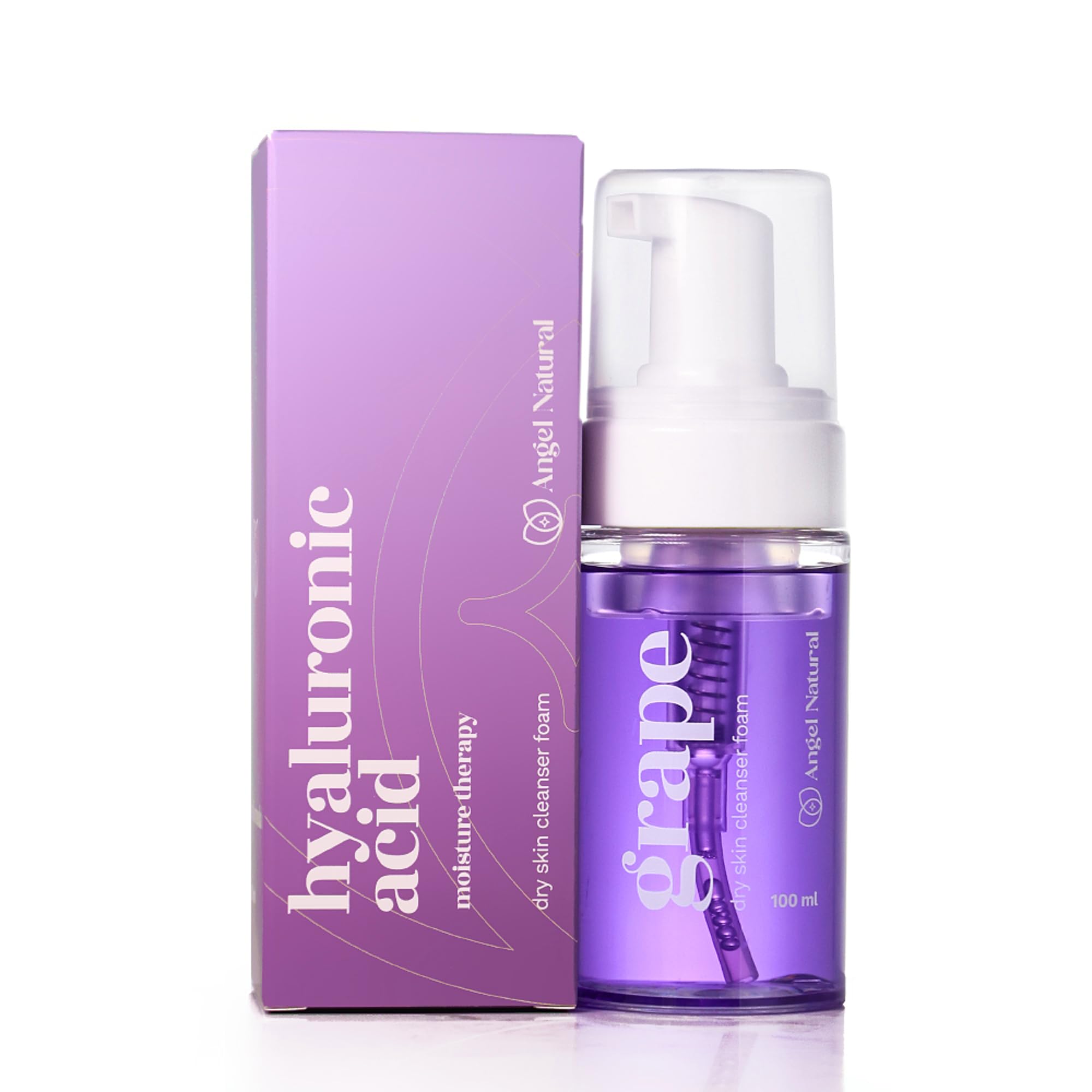 Angel Natural Moisturizer Face Cleanser Foam, Deep Pore Cleanser, Hyaluronic Acid, Daily Detoxifying Face Wash, Makeup Remover, Korean Skin care, 3.4 Fl Oz