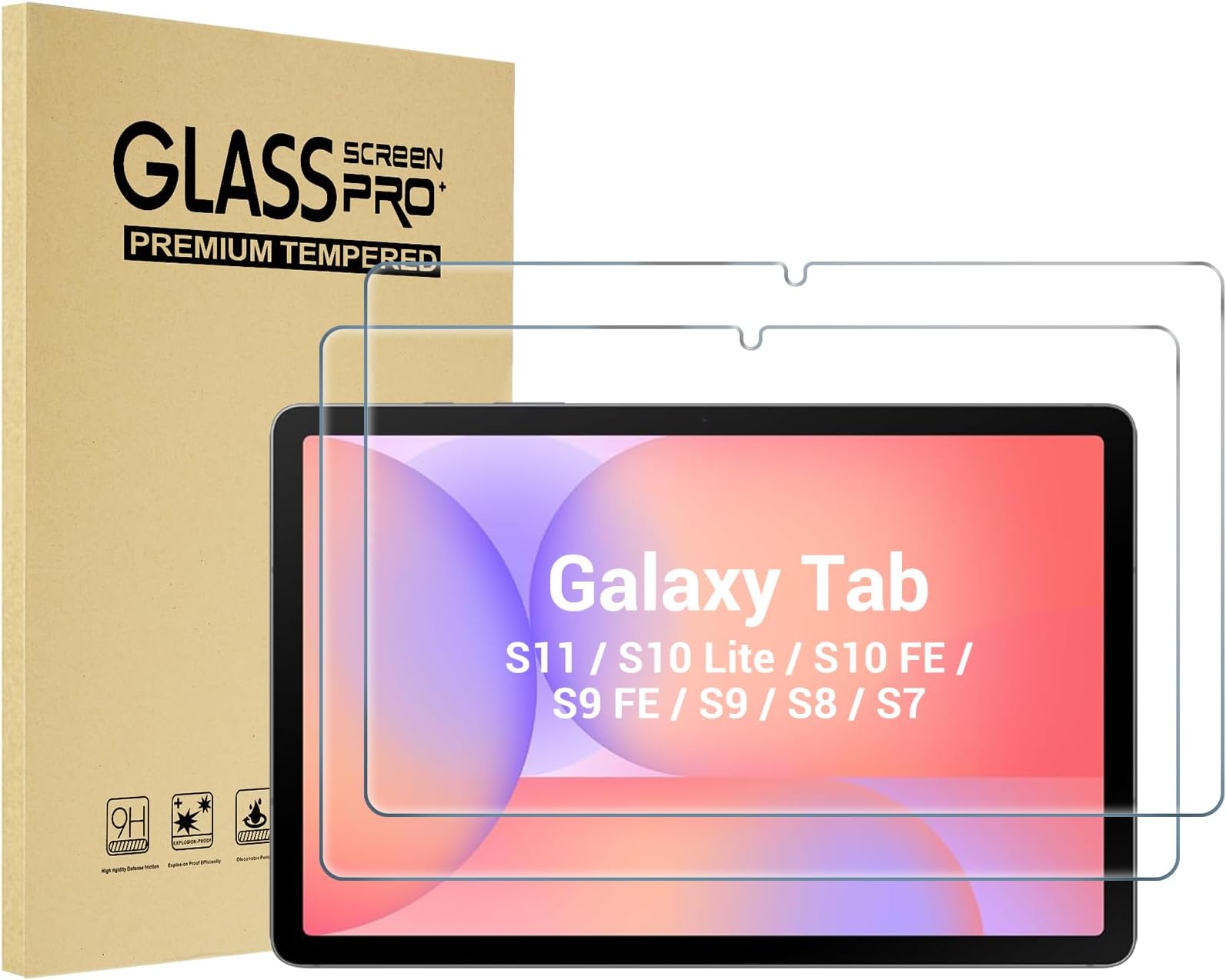 ProCase 2 Pack Screen Protector for Tablet Galaxy Tab S11 / S10 Lite/ S10 FE / S9 FE / S9 / S8 / S7 (11" & 10.9"), HD Tempered Glass Film Guard Compatible with S Pen, Case Friendly