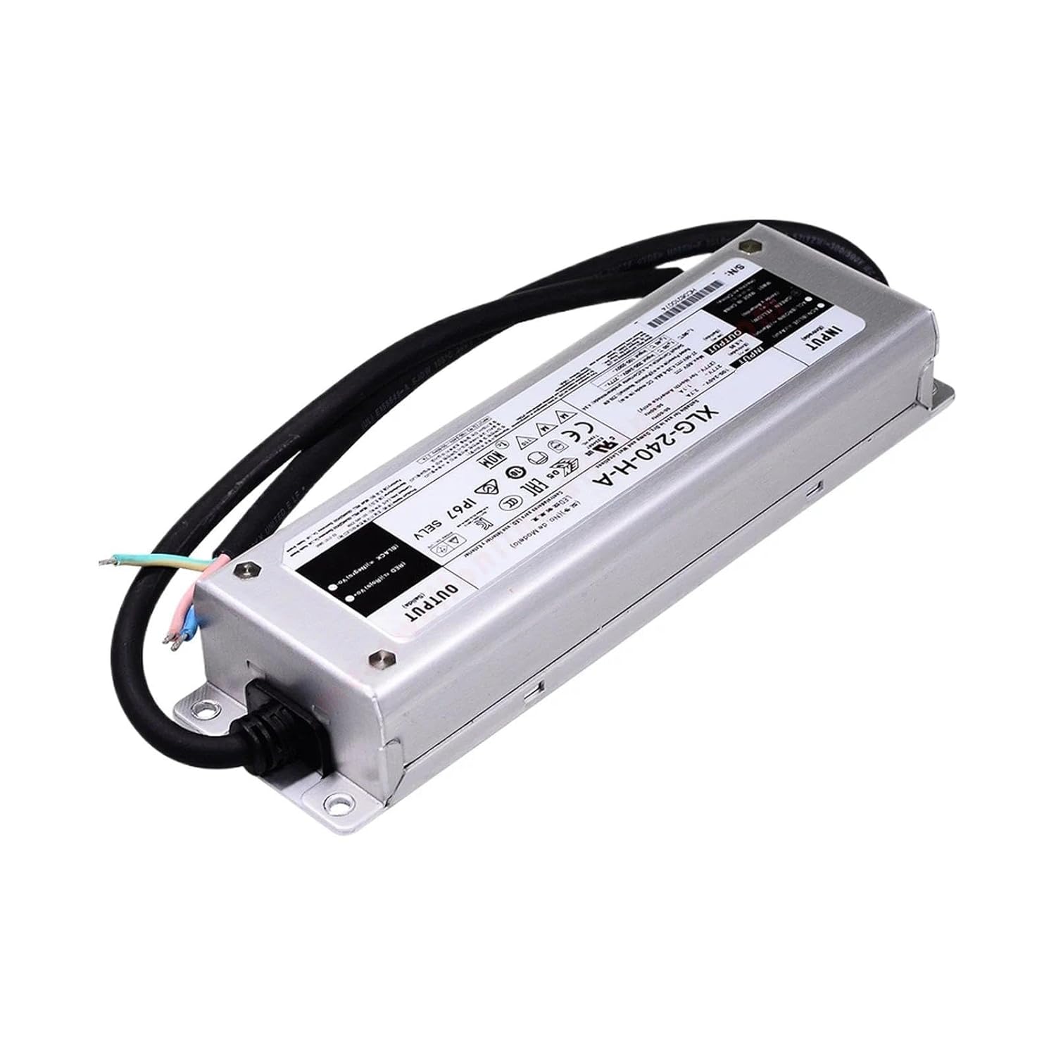 XLG-240-H-A 240W IP67 Waterproof LED Driver, 100-305V AC Input, 27-56V DC Output, 4.9A Constant Power for Outdoor Street Lights, Landscape & Industrial Lighting